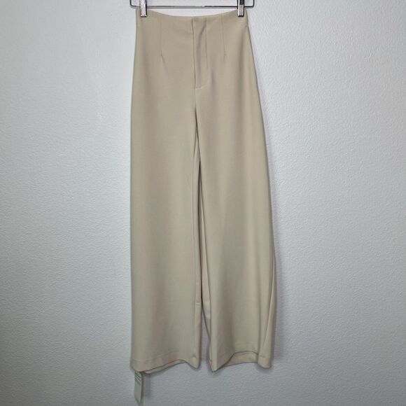 ABERCROMBIE & FITCH Trouser Pants 00 Short Wide Leg Ivory High Waist Menswear - Picture 11 of 14